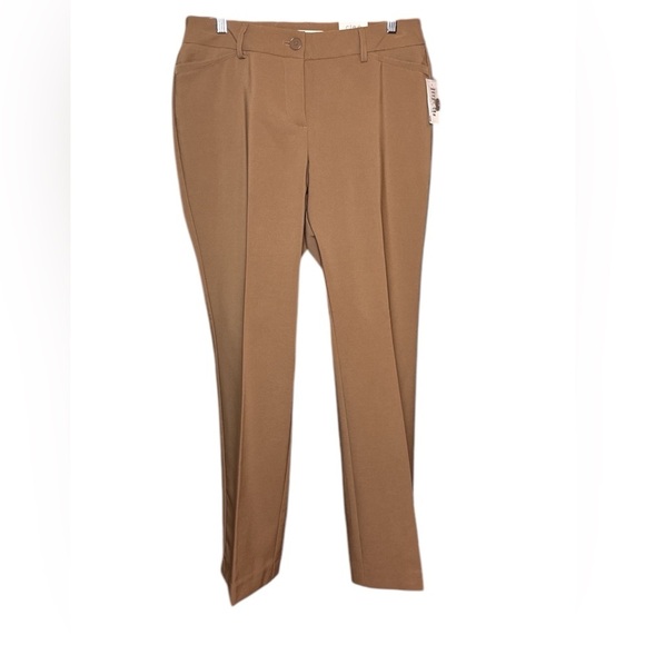 NWT Cleo petites stretch trouser two front pockets front slimming panel camel - Picture 2 of 10